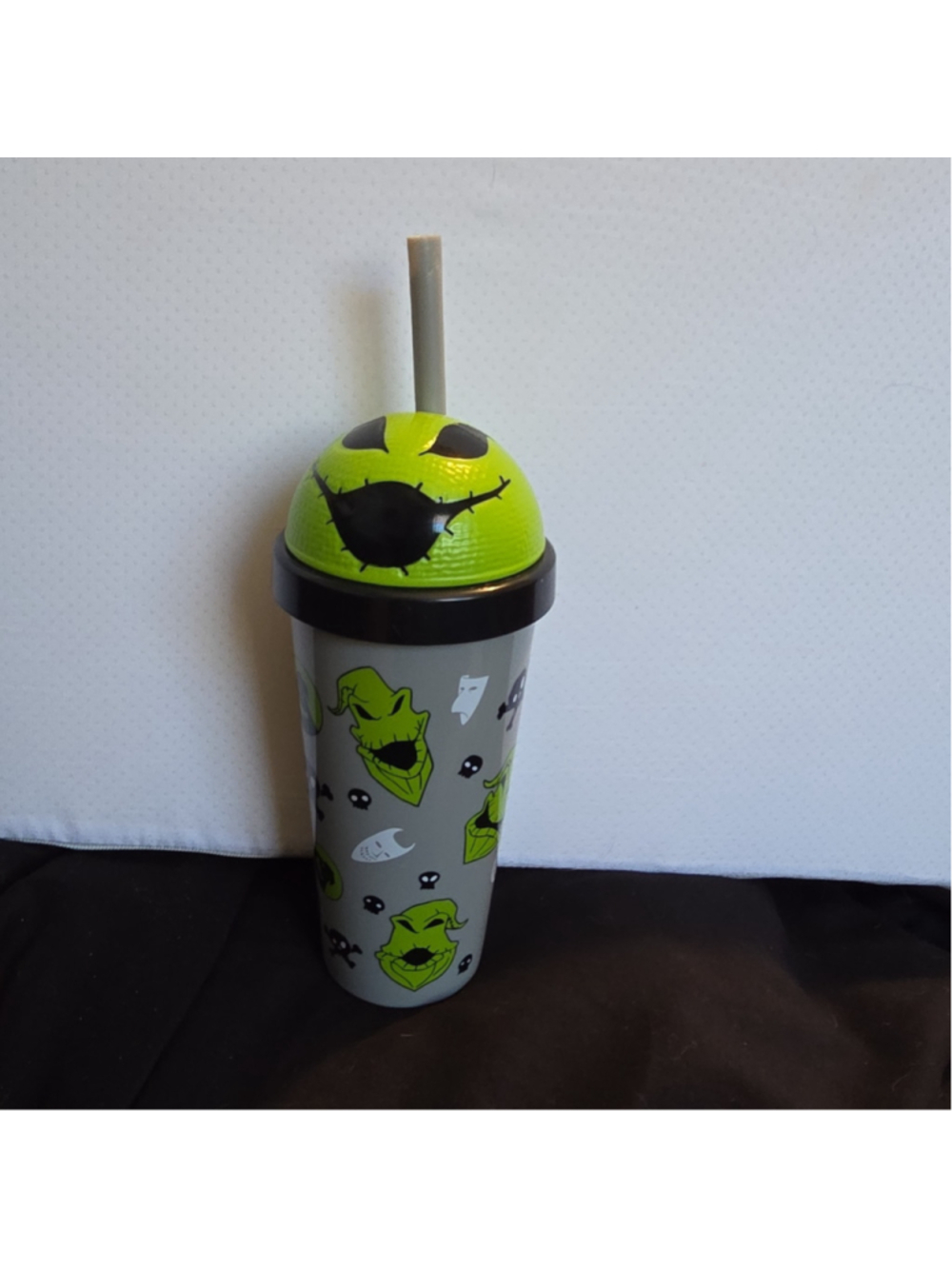 The Nightmare Before Christmas Oogie Boogie Tumbler Cup with Straw, Gray/Green